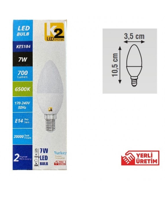 7W E14 LED AMPÜL 6500K BEYAZ BUJİ AMPÜL