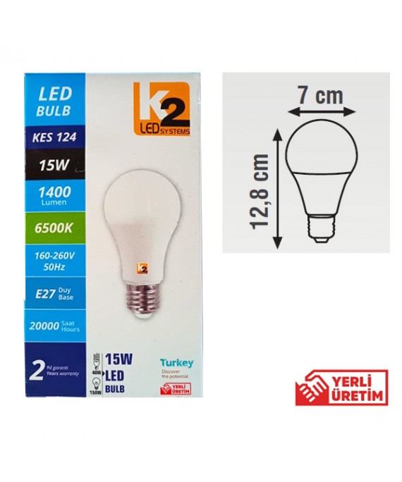 15W LED AMPÜL 6500K BEYAZ 1400 LUMEN E27 DUY