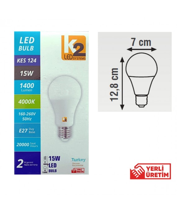 15W LED AMPÜL 4000K GÜN IŞIĞI ARA IŞIK E27 DUY