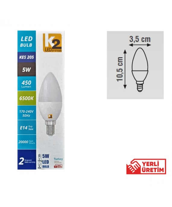 5W E14 LED AMPÜL 6500K BEYAZ 450 LUMEN