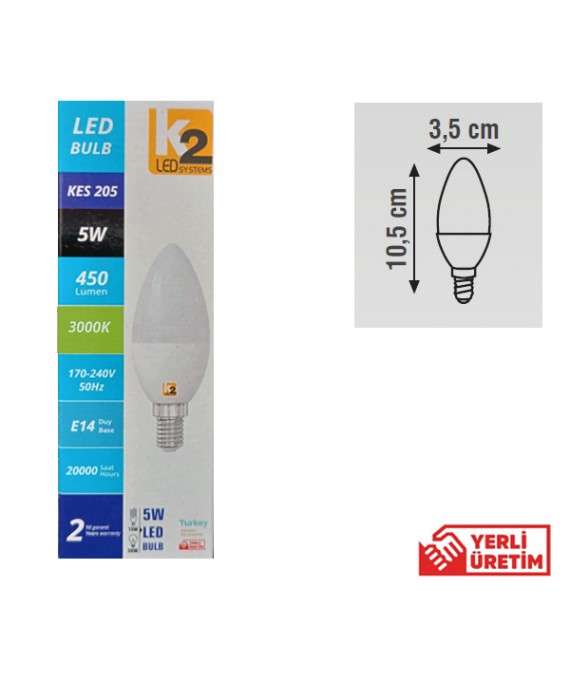 5W E14 LED AMPÜL 3000K GÜN IŞIĞI