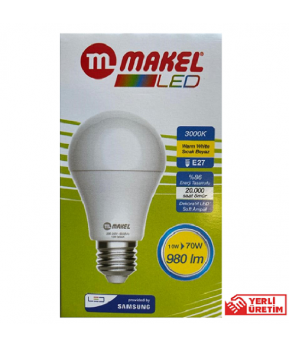 MAKEL 10 WATT 3000K LED AMPUL GÜNIŞIĞI 10W=70W E27 DUY